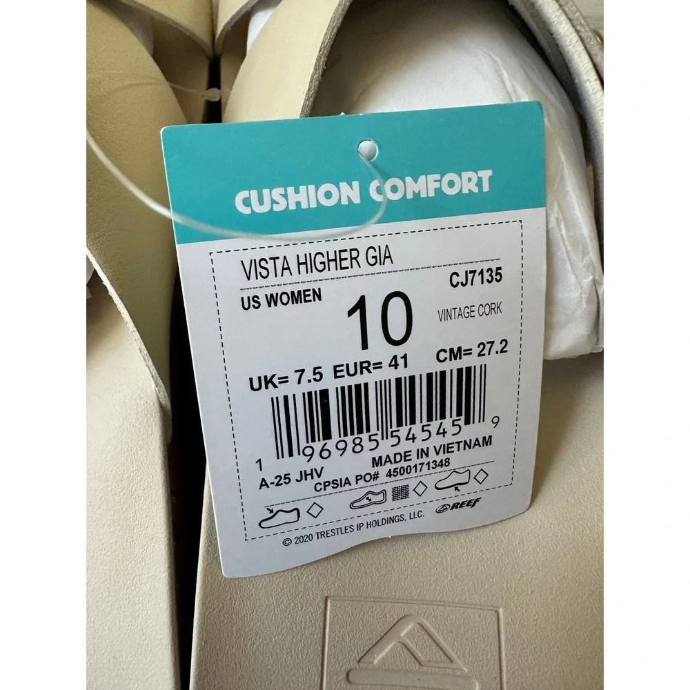 Reef Vista‎ Higher Gia Sandals Vintage Cork Cream Size 10 New With Tags